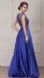 Embellished Sheer Top Long Prom Pageant Satin Dress back in Royal Blue